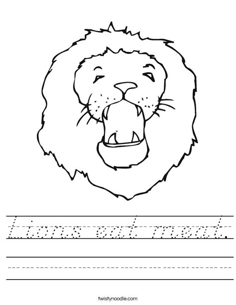 Lions eat meat Worksheet - D'Nealian - Twisty Noodle