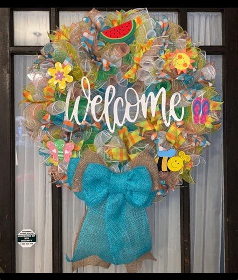 Welcome wreath sign welcome word cutout Hand made Wreath | Etsy