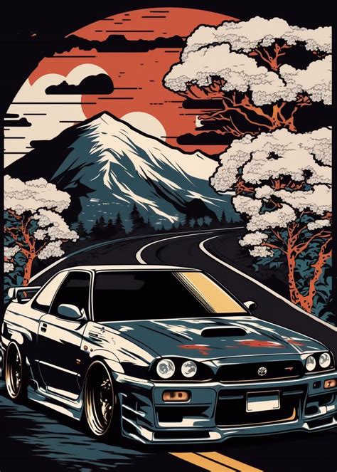 'Nissan Skyline GTR R34' Poster, picture, metal print, paint by Pixaverse | Displate