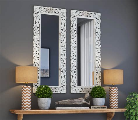 Buy Meadow Mirror With Frame (White Distress) Online in India at Best ...