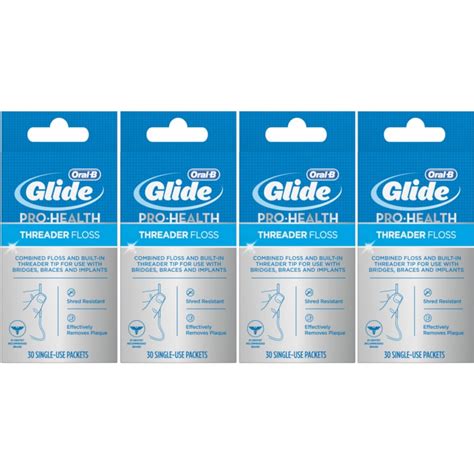 4 Pack - Oral-B Glide Pro-Health Threader Floss 30 Each - Walmart.com ...