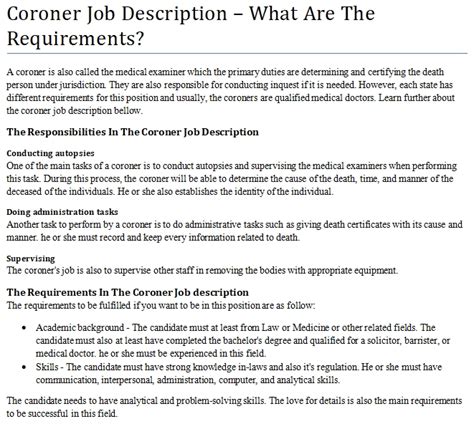 Coroner Job Description – What Are The Requirements? | shop fresh