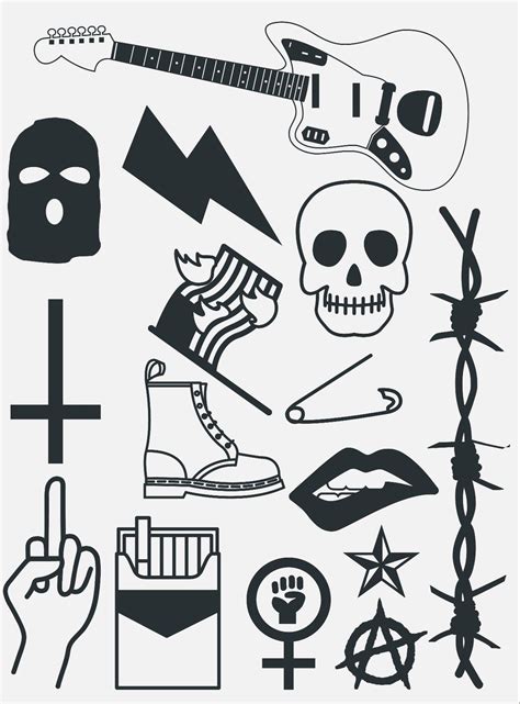 PUNK ROCK TATTOO FLASH SHEET | Small tattoos, Punk tattoo, Punk tattoo ...