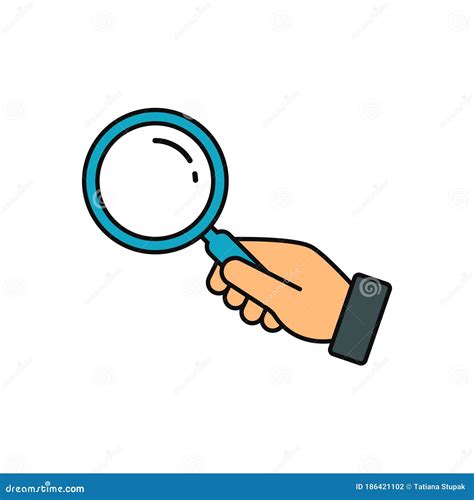 Hand Holding Magnifying Glass Icon. Vector Flat Search Symbol. Looking Concept Stock Vector ...