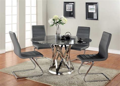 Contemporary Dark Grey Leather Dining Chair with Chrome Z Shape Legs Virginia Beach Virginia CHJAN