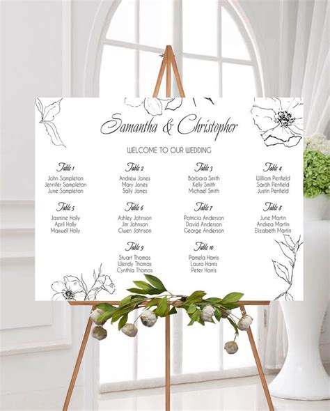 Wedding Seating Chart, Floral Minimalist Seating Plan, Guest Seating Plan, Seating Assignment ...