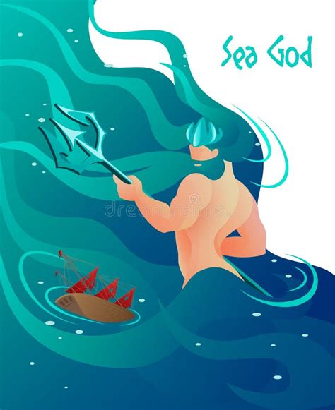 Flat Ancient Greek Mythology is Written Sea God. Stock Vector - Illustration of combination ...