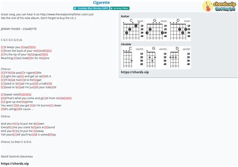 Chord: Cigarette - tab, song lyric, sheet, guitar, ukulele | chords.vip