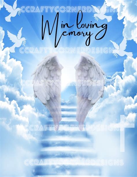 In Loving Memory Background With Wings Clouds Stairs Doves - Etsy