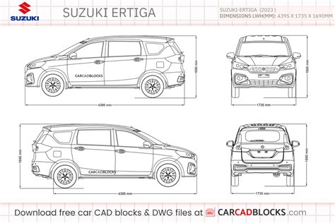 Suzuki Ertiga 2023 Free CAD Blocks, DWG File - CarCadBlocks