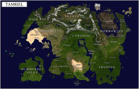 Satellite-style map of Tamriel : imaginarymaps