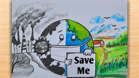 Save Environment Save Earth Drawing / Save Environment Poster Drawing Tutorial - YouTube