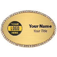 Gold Bling Oval Name Tag - Name Tag Wizard