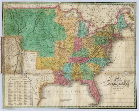 1830 Finley map of the United States | Vintage wall art, Map ...