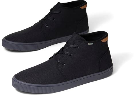 black canvas mens carlo mid top sneakers | TOMS | Mid top sneakers ...