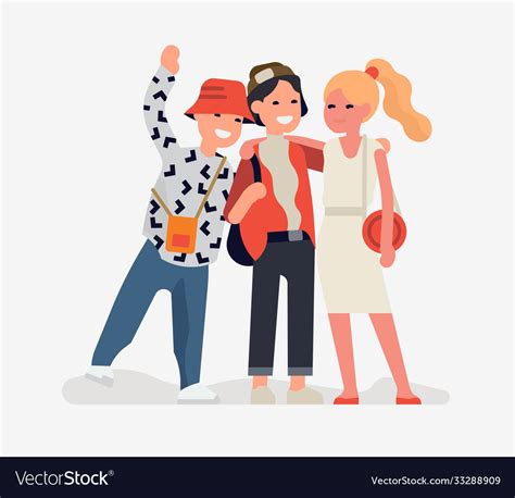 Three best friends standing together trendy flat Vector Image