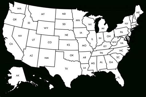 Usa Map Black And White Printable