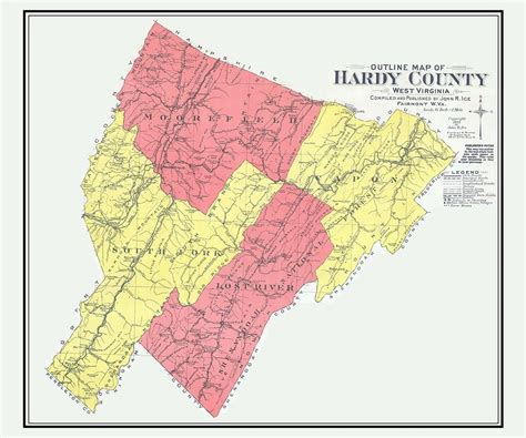 "1925 Map of Hardy County West Virginia 20\" x 24\" or 30\" x 36\" Full ...