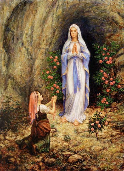 Our Lady Of Lourdes Painting by Edgar Jerins - Pixels