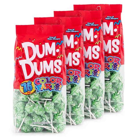 Dum Dums Lollipops Bright Green Sour Apple Flavor 4-75 Count Bags - Walmart.com - Walmart.com