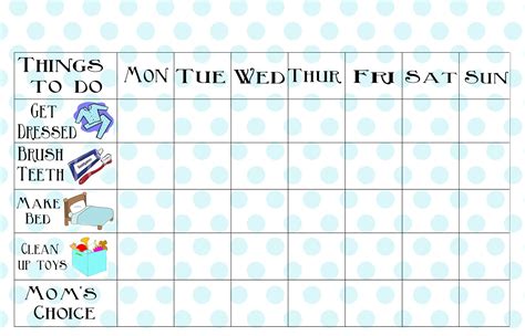 Printable Chore Charts | Template Collections