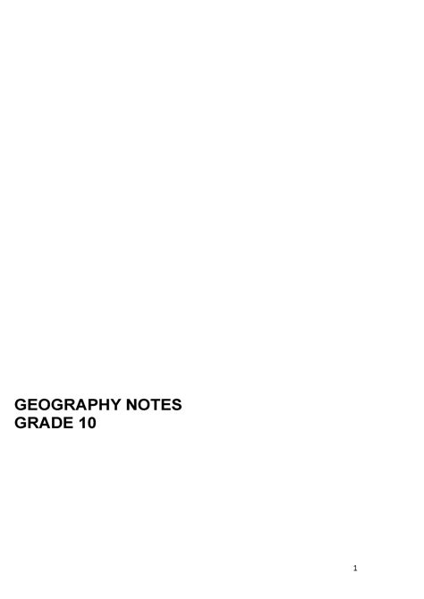 Geography Grade 10 Notes - GEOGRAPHY NOTES GRADE 10 ####### Unit ...