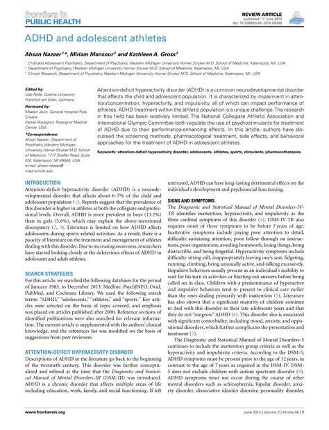 (PDF) ADHD and adolescent athletes