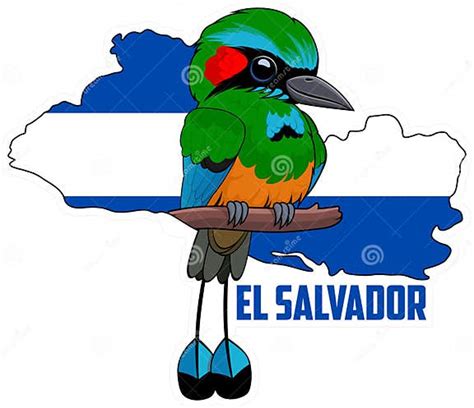 Vector Sticker with Turquoise-browed Motmot and the El Salvador Map ...