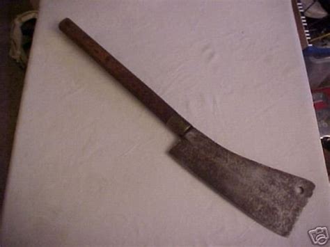 Large Antique Meat Cleaver Axe #5 with Brass Collar | #17410034