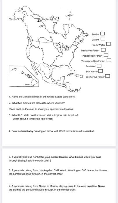 Solved Biome Worksheet Color the map according to the clues | Chegg.com