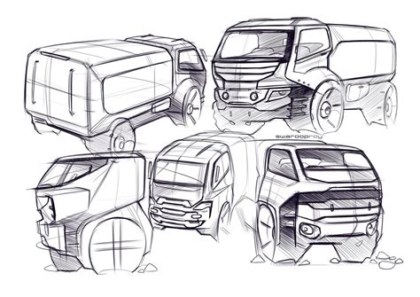 truck sketches by Swaroop Roy | Car design sketch, Truck design, Sketches