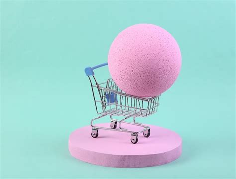 Premium Photo | Minimalistic scene with shopping trolley and ball on ...