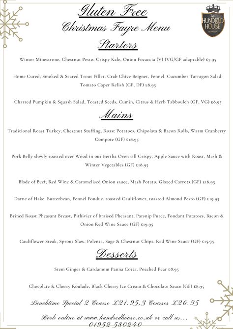 Christmas Fayre Menu - Hundred House