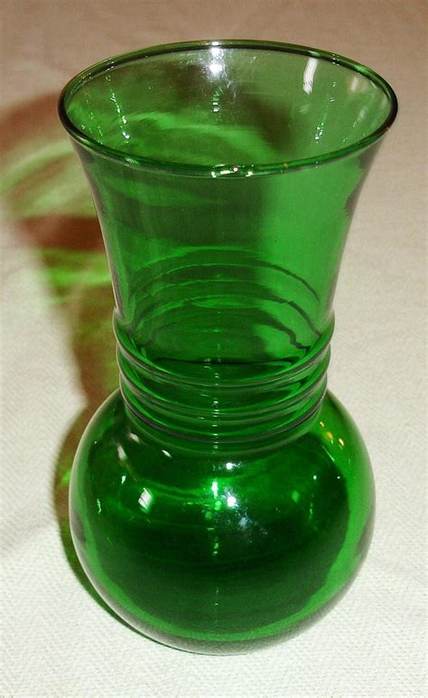 Antique Small Green Depression Glass Vase by HarmoneesCreations