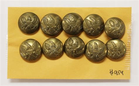 LOT OF 10 CIVIL WAR ERA BRASS NAVY OFFICER BUTTONS - R Howard Collectibles