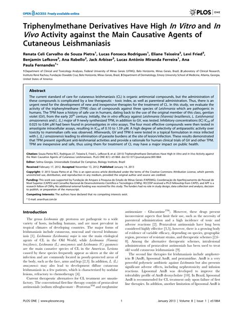 (PDF) Triphenylmethane Derivatives Have High In Vitro and In Vivo ...