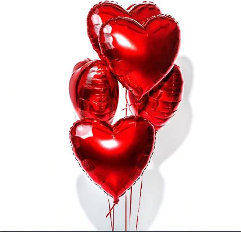 PMU Valentines Day Red Heart Shaped 18 Inches Mylar - Foil Balloons ...