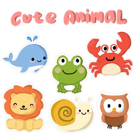 Cute Animal Sticker Template, Cute Clipart, Sticker Clipart, Animal Clipart PNG Transparent ...