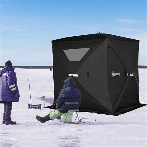 Clam Outdoors Portable Pop-up Ice Fishing 3-4 Person Fishing Hub ...