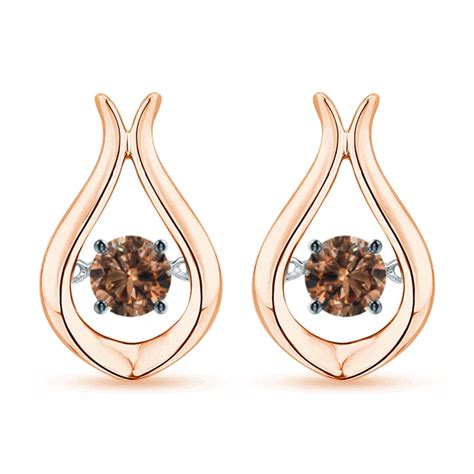 Dancing Coffee Diamond Solitaire Drop Earrings | Angara UK