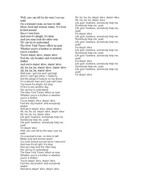 Stayin Alive Lyrics | PDF