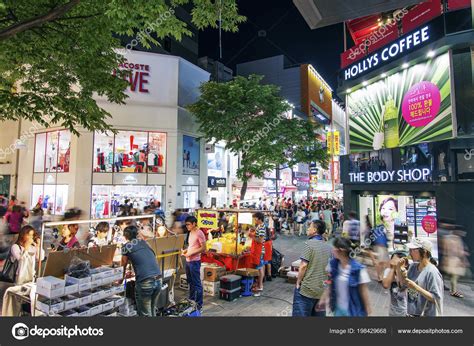 Myeongdong Shopping Street Seoul South Korea Night – Stock Editorial ...