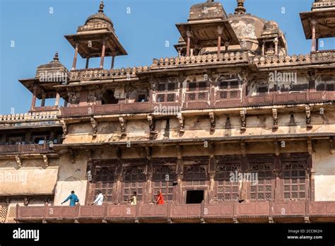 Orchha, Madhya Pradesh, India - March 2019: The exterior facade of the ...