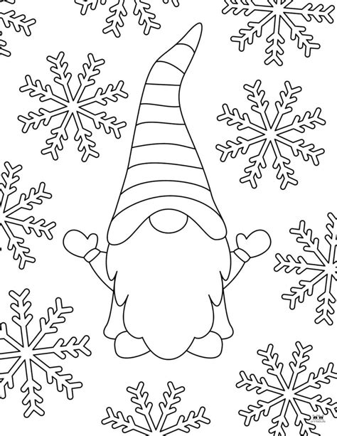 Christmas Gnome Coloring Pages - Coloring Nation