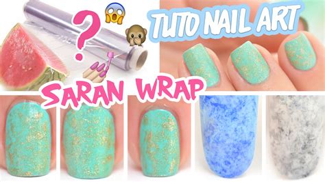 Nail art très facile (débutant) ♡ Saran Wrap - YouTube