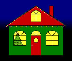 Clipart - House with Christmas Lights