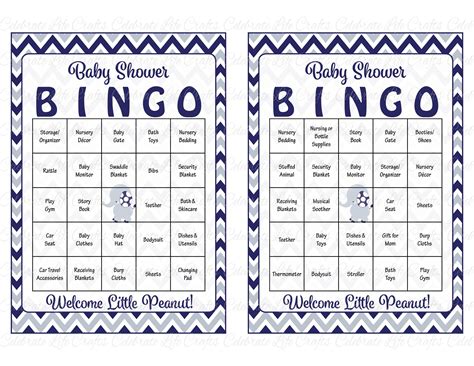 Elephant Baby Shower Bingo Free Printable