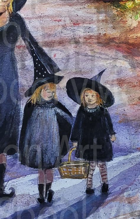 Halloween Mother Witch and Daughters Limited Edition 12x18 Art Print by ...