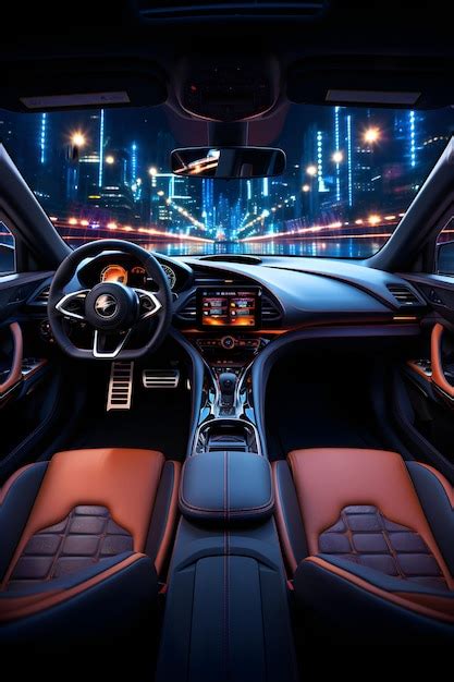 Premium AI Image | Neo glow color futuristic car interior silhouette