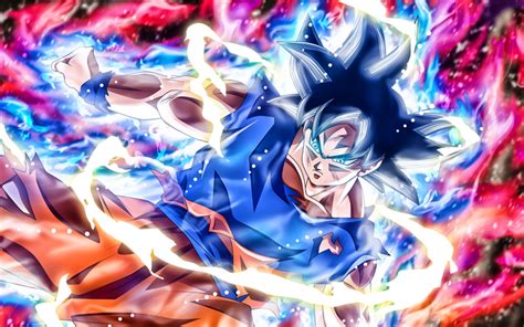 Download wallpapers Ultra Instinct Goku, fire, neon lights, DBS, 4k, Dragon Ball, Super Saiyan ...